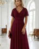 Дълга рокля с брокат в цвят бордо 635-5
