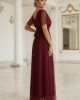 Дълга рокля с брокат в цвят бордо 635-5