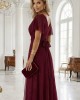 Дълга рокля с брокат в цвят бордо 635-5