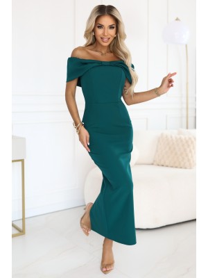 Елегантна дълга рокля в зелен цвят 644-1