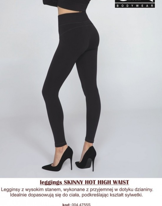 Дамски безшевен клин LEGGINGS SKINNY HOT HIGH WAIST-3XL BLACK