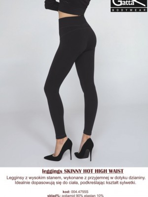 Дамски безшевен клин LEGGINGS SKINNY HOT HIGH WAIST BLACK