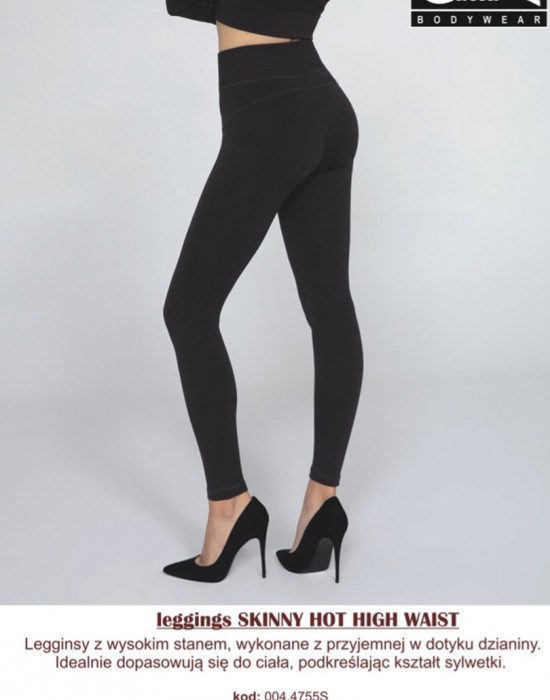 Дамски безшевен клин LEGGINGS SKINNY HOT HIGH WAIST BLACK