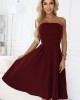 Елегантна рокля без презрамки в цвят бордо 641-1
