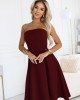 Елегантна рокля без презрамки в цвят бордо 641-1