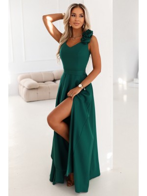 Елегантна дълга рокля в зелен цвят 643-1