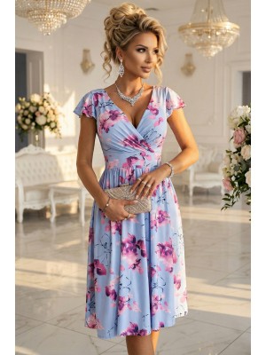 425-14 Елегантна рокля с цветен принт