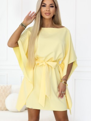 Широка рокля в жълт цвят, модел 287-41