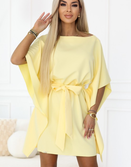 Широка рокля в жълт цвят, модел 287-41