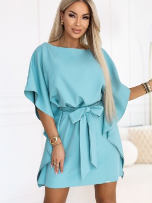 Широка рокля в син цвят, модел 287-40