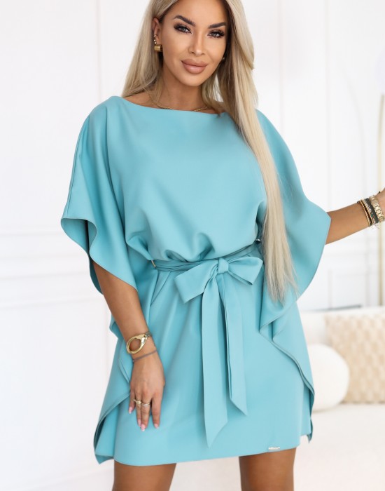 Широка рокля в син цвят, модел 287-40