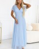Дълга рокля с брокат в светло син цвят 635-6