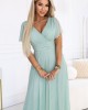 Дълга рокля с брокат в цвят мента 635-8