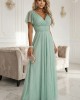 Дълга рокля с брокат в цвят мента 635-8