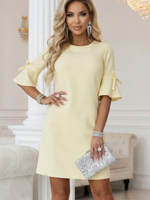 Ежедневна рокля в жълт цвят, модел 217-12
