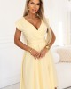 Разкроена миди рокля в жълт цвят, модел 348-13.