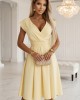 Разкроена миди рокля в жълт цвят, модел 348-13.