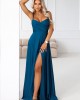 Дълга рокля с цепка в син цвят 646-2