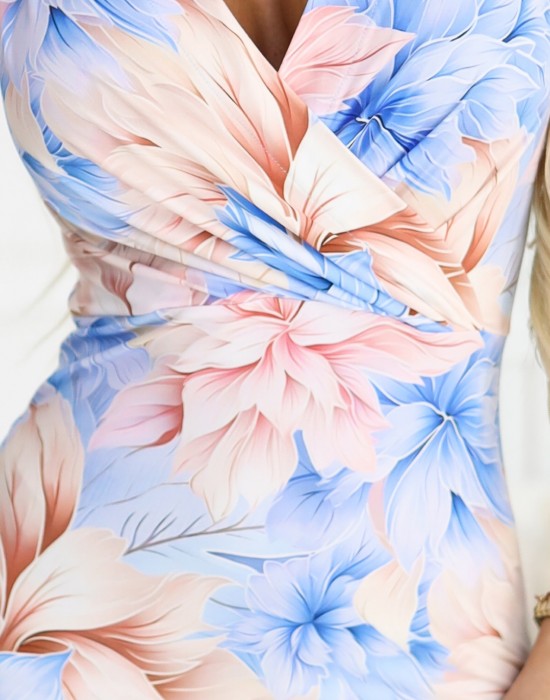 Вталена рокля с флорален прин 379-7