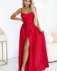 Дълга рокля с цепка в червен цвят 646-3