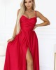 Дълга рокля с цепка в червен цвят 646-3