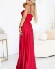 Дълга рокля с цепка в червен цвят 646-3