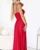 Дълга рокля с цепка в червен цвят 646-3