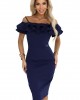 CARMEN 599-3 Елегантна миди рокля в тъмносин цвят