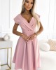 Разкроена миди рокля в розов цвят 348-9