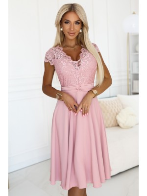381-6 Елегантна рокля от шифон в розово
