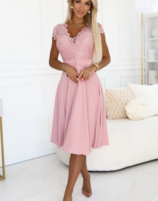 381-6 Елегантна рокля от шифон в розово