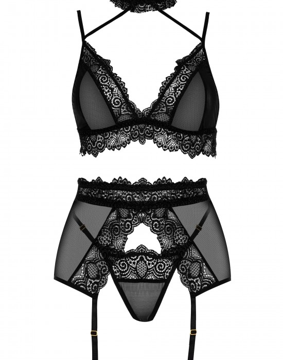 Луксозно секси бельо в черно от три части Velvet Sin