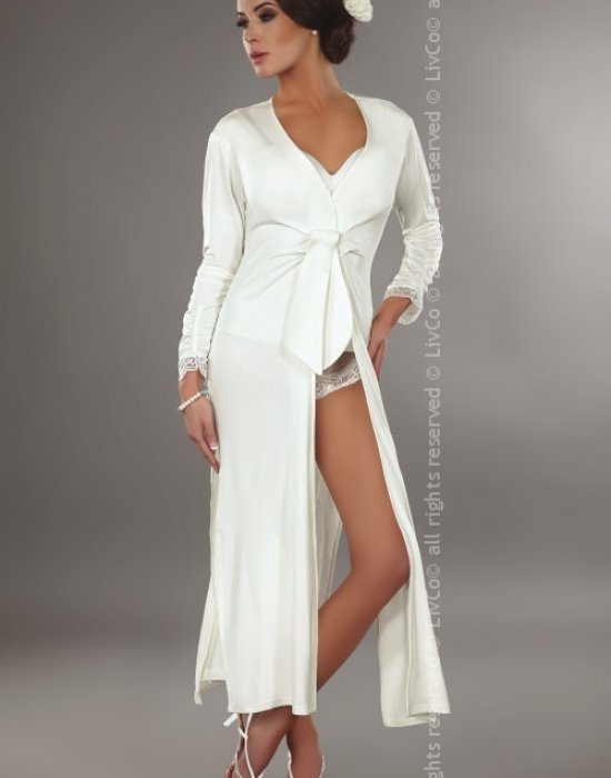 Секси дълъг халат в бял цвят Reli, LivCo Corsetti Fashion, Секси Халати - Complex.bg