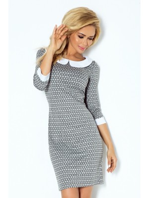 Сива мини рокля с яка 111-2