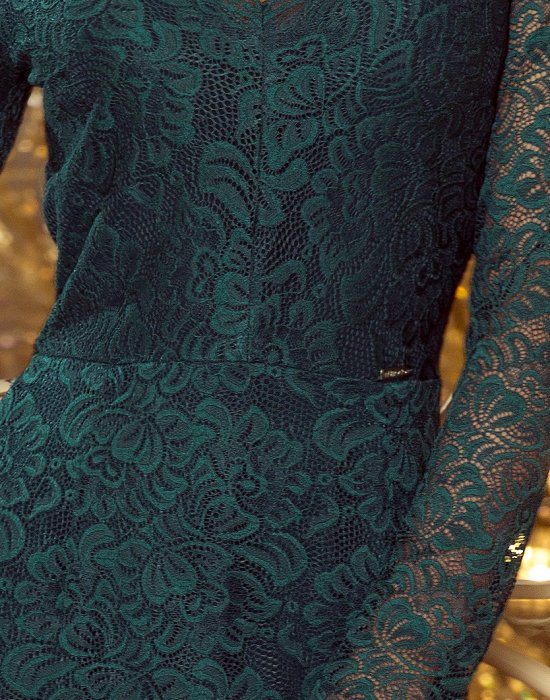 Официална дантелена миди рокля в зелено 170-3, Numoco, Миди рокли - Complex.bg