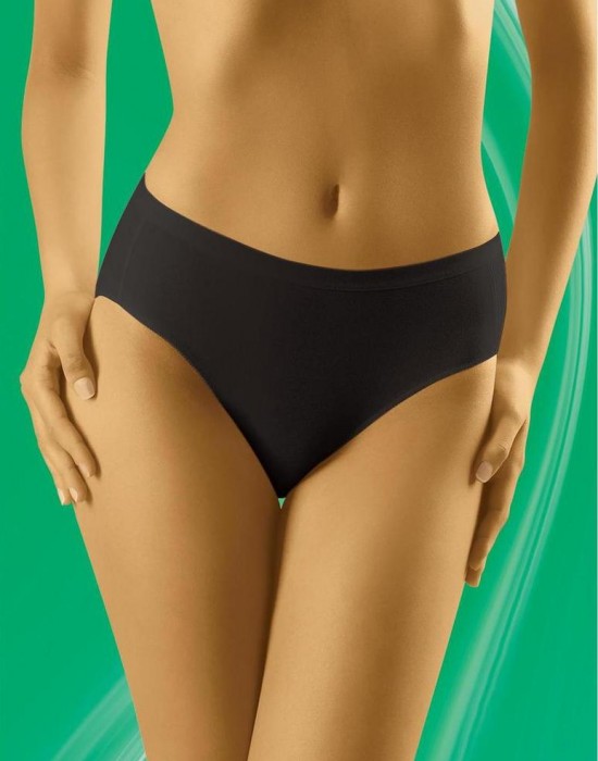 Гладки памучни бикини с висока талия в черно Comforta