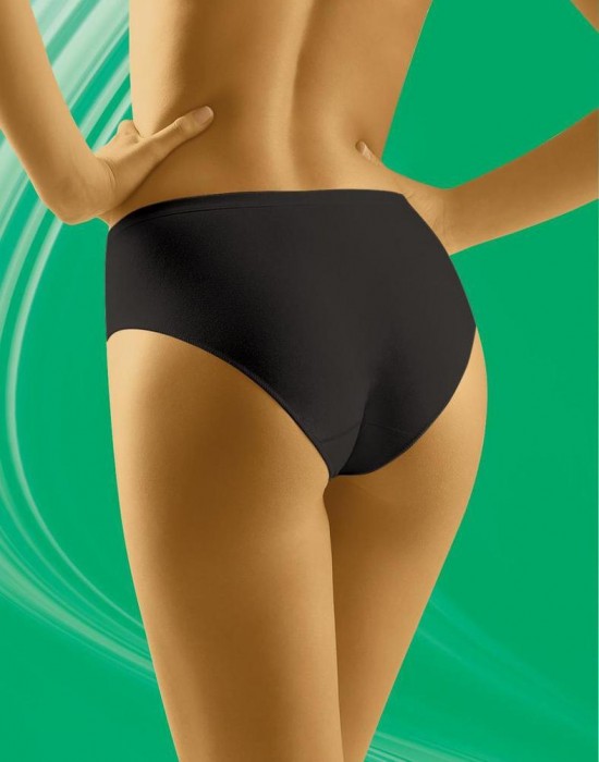 Гладки памучни бикини с висока талия в черно Comforta