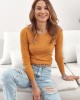 Дамска изчистена блуза в цвят горчица 8067