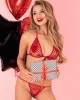 Еротичен дамски комплект в червен цвят Strap Hearts