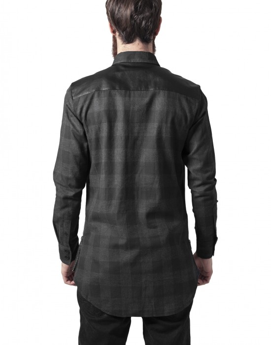 Мъжка карирана риза с кожени детайли Urban Classics blk/red blk/cha