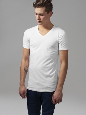 Мъжка тениска с V-образно деколте Urban Classics White