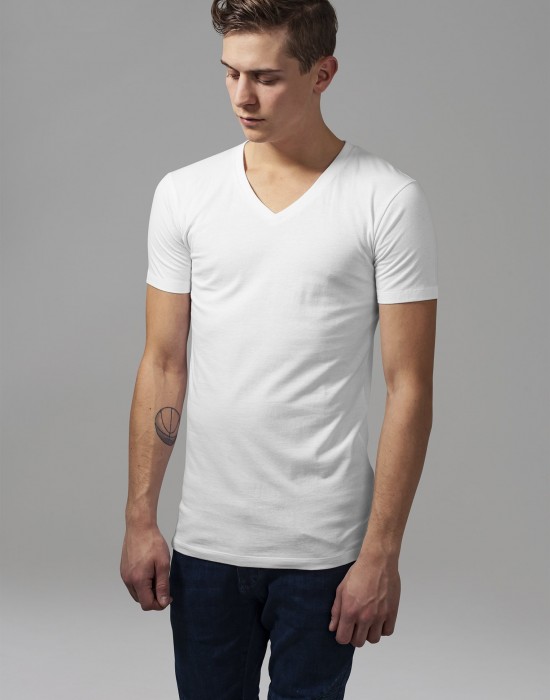 Мъжка тениска с V-образно деколте Urban Classics White