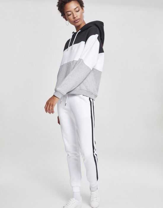 Дамско долнище Urban Classics white/black/white в бял цвят