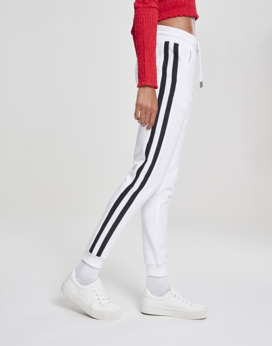 Дамско долнище Urban Classics white/black/white в бял цвят