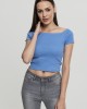 Дамски къс топ с голи рамена в синьо Urban Classics horizonblue
