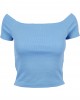 Дамски къс топ с голи рамена в синьо Urban Classics horizonblue