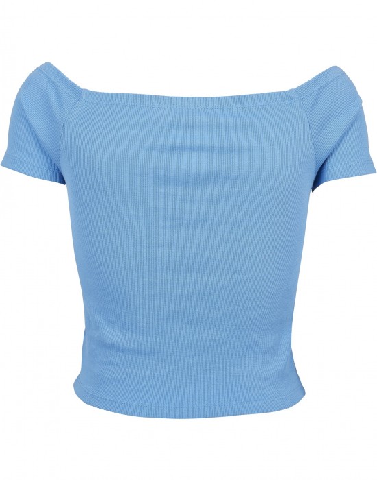 Дамски къс топ с голи рамена в синьо Urban Classics horizonblue