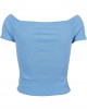 Дамски къс топ с голи рамена в синьо Urban Classics horizonblue