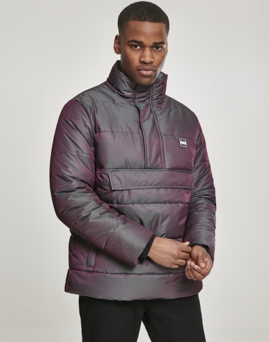 Мъжко зимно яке Urban Classics Shimmering Pull Over в сребрист цвят