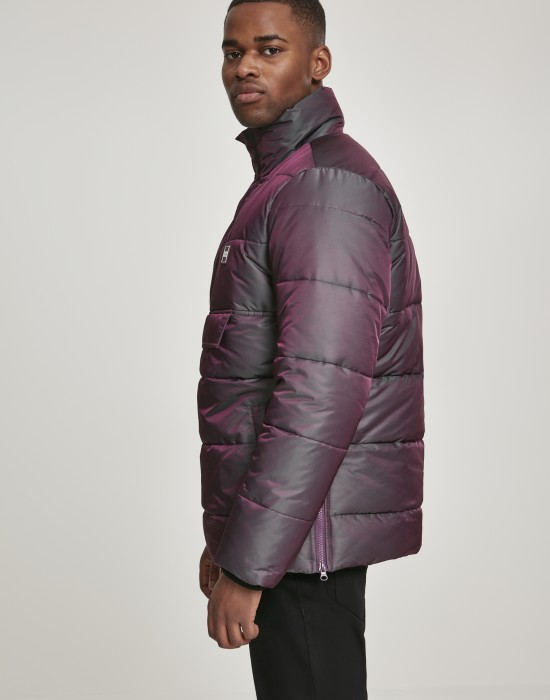Мъжко зимно яке Urban Classics Shimmering Pull Over в сребрист цвят